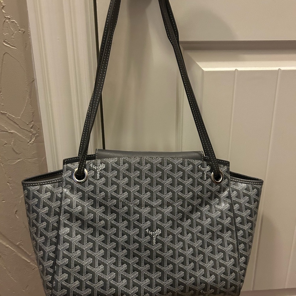 Goyard Gray Geometric Pattern Tote Bag